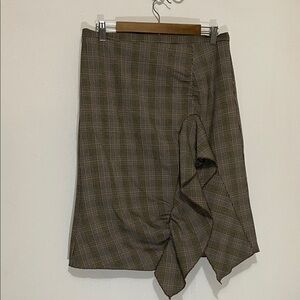 Stiletto Plaid Brown Vintage Ruffle Women's Skirt Sz 10